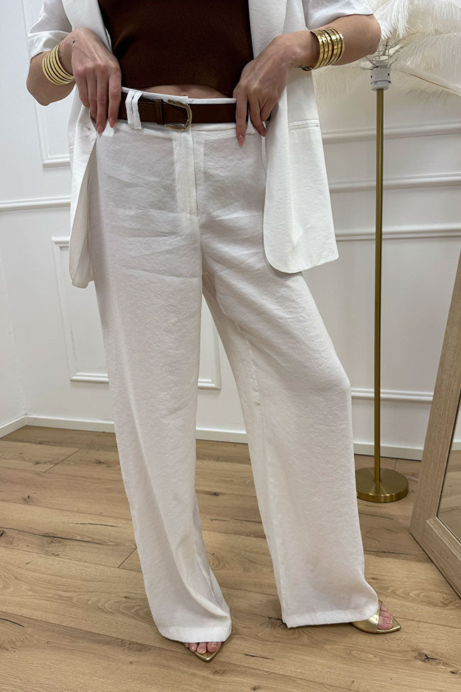 Pantaloni bianchi in viscosa stropicciata - HaveOne