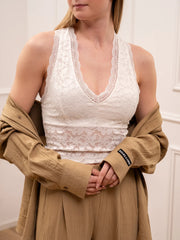 Top crop in pizzo bianco scollo a v - Vicolo
