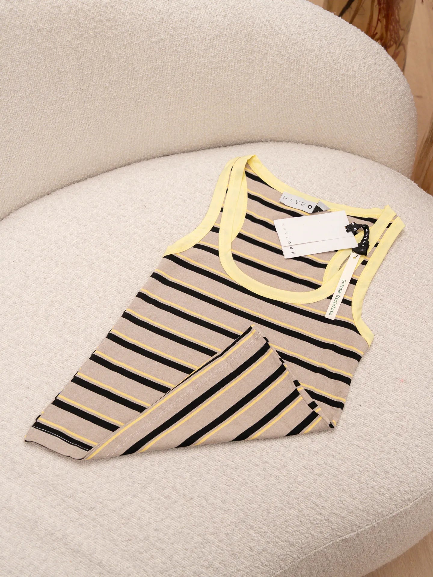 Canotta vogatore beige, nero bordi gialli - HaveOne