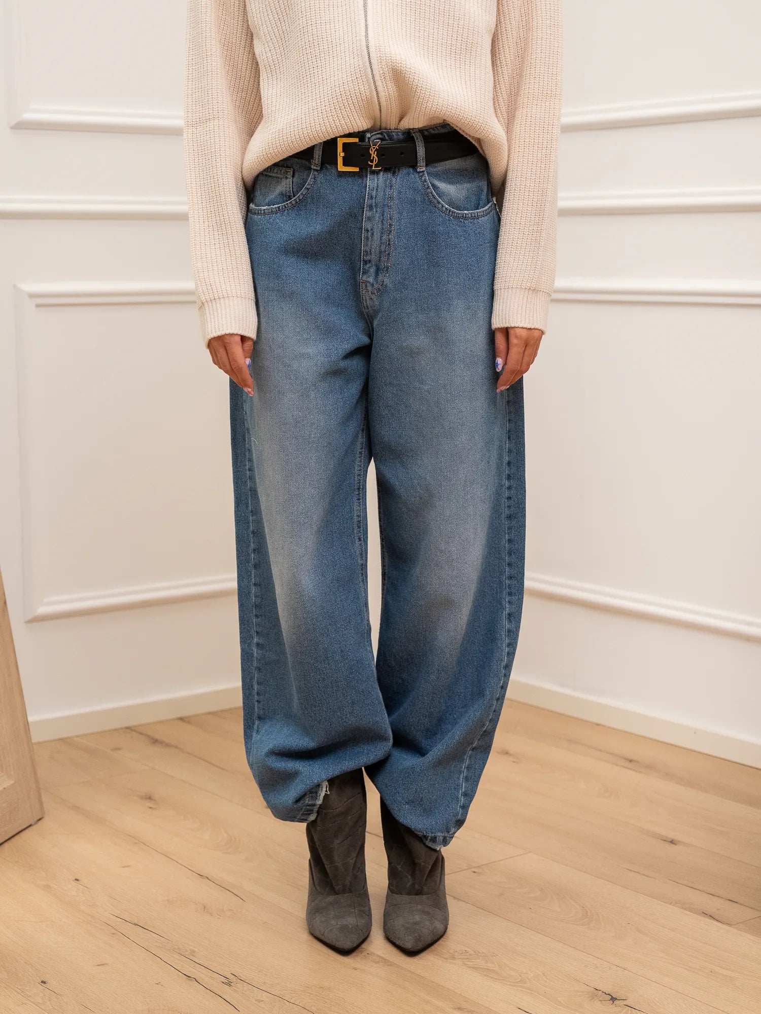 Jeans Papavero boyfriend con cintura cuoio - Kontatto