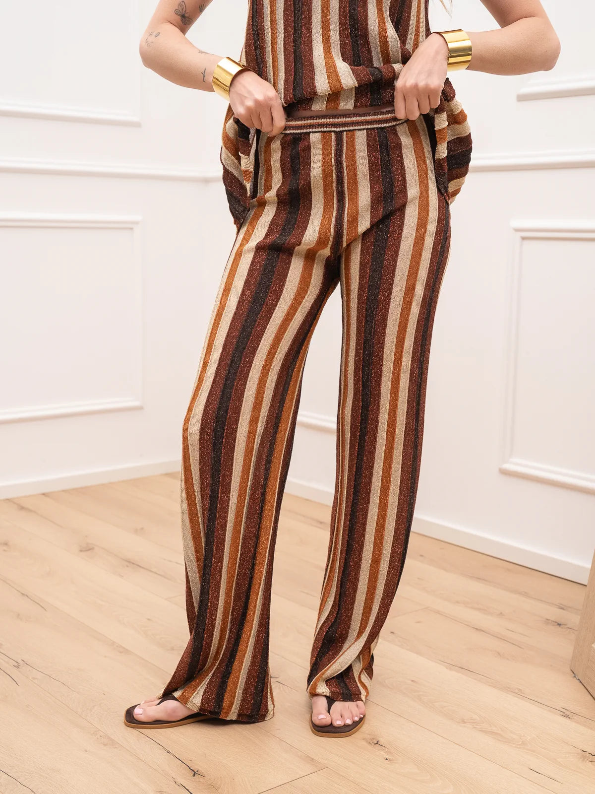 Pantaloni multicolor moro in lurex - The Loom Archive