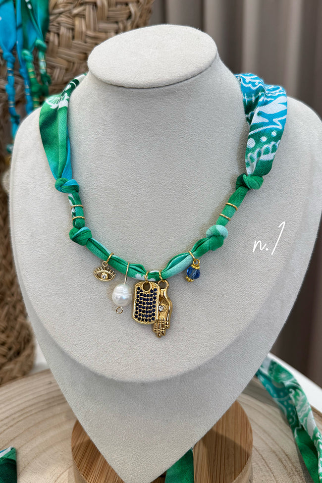 Collana bandana tie dye verde Mystic Lagon - Badhnati