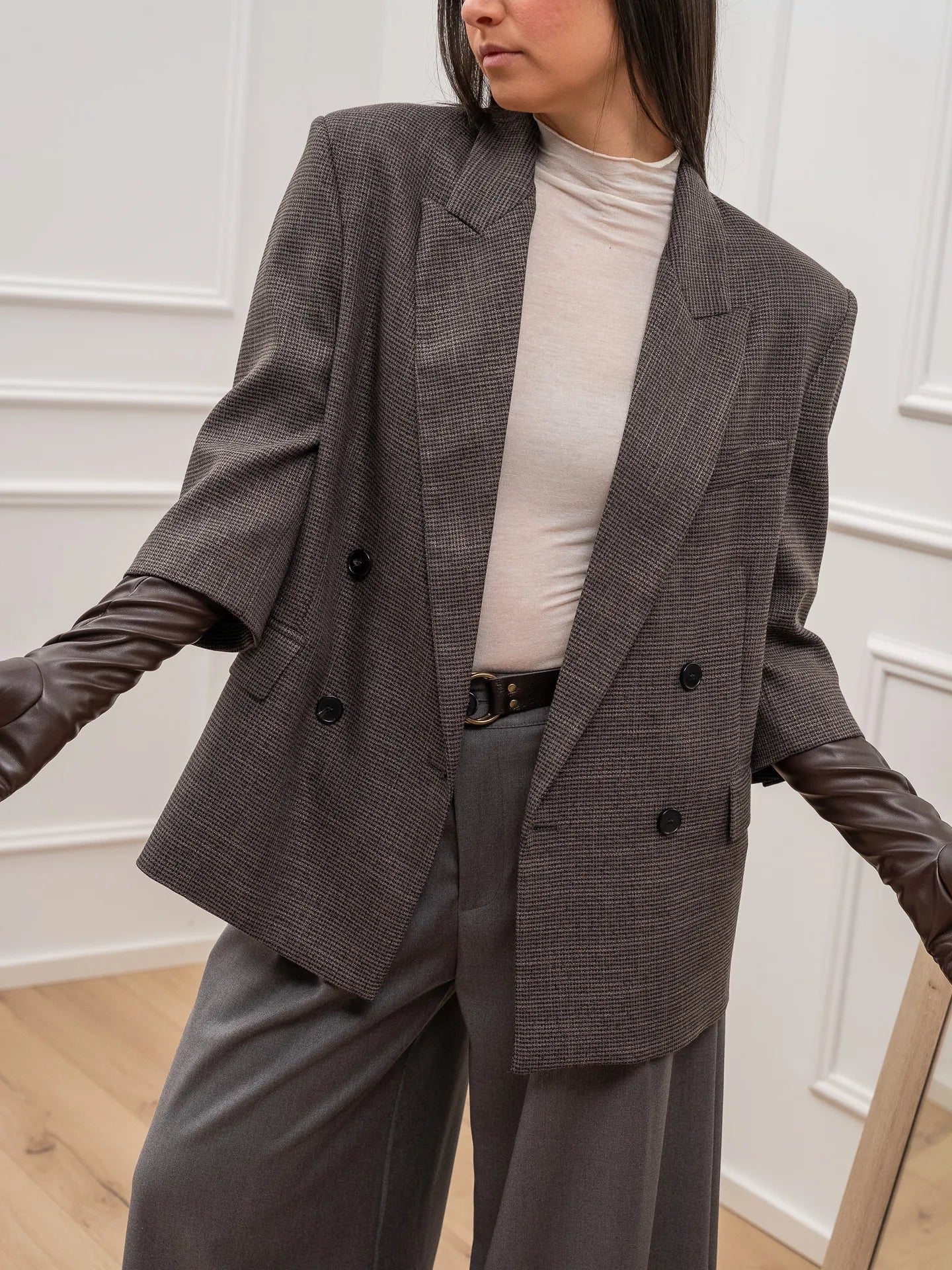 Giacca Audrey micro pied de poule con guanti - Vicolo