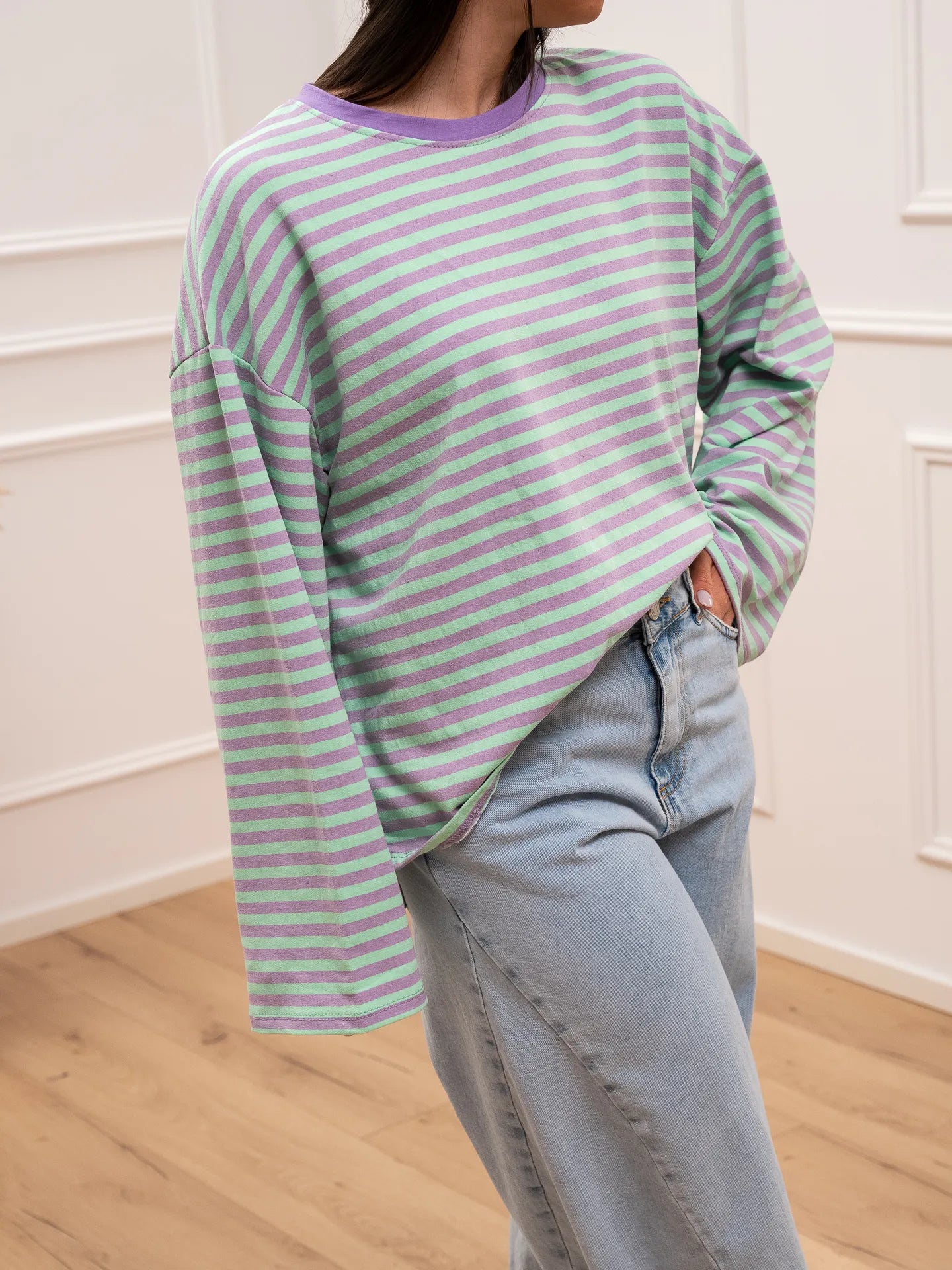 T shirt Stripe menta e lilla - Crispy