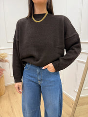 Maglia oversize moro con spalline imbottite - HaveOne