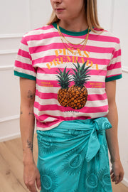 T shirt Pinas Premiada latte, fucsia e bandiera - HaveOne