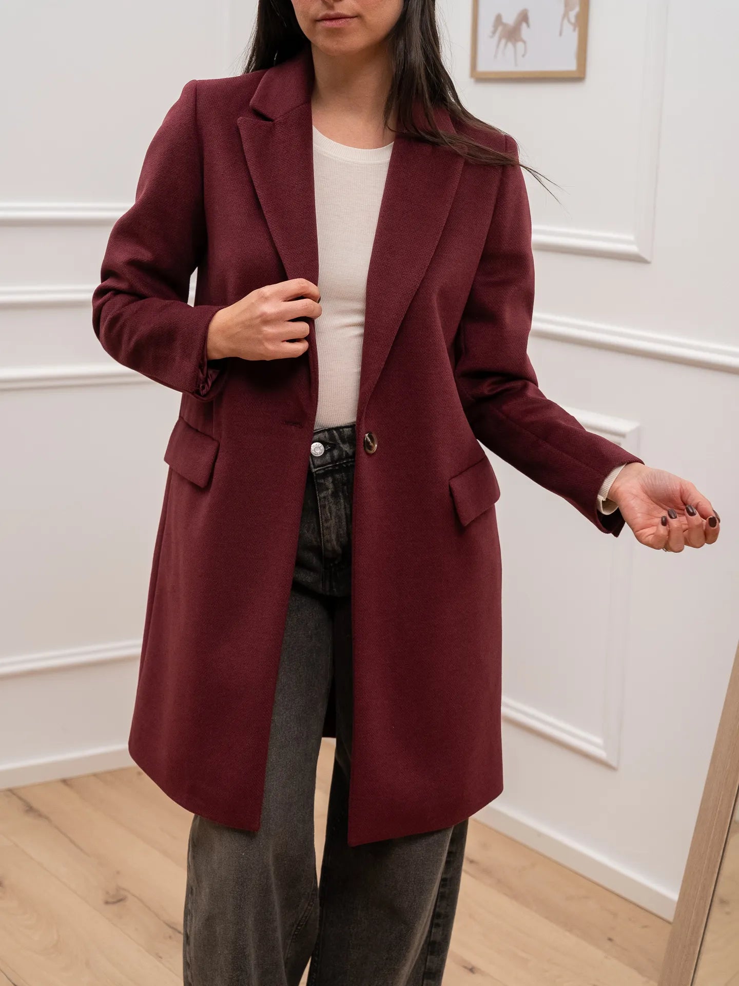 Cappotto slim fit bordeaux ad un bottone - Dixie