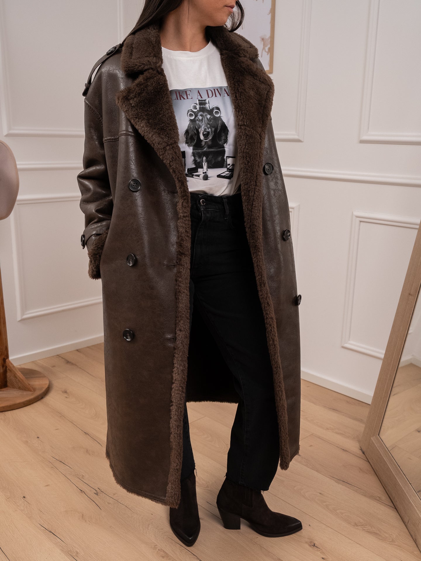 Cappotto montone lungo moro - Tensione In