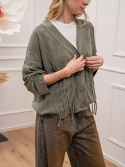 Cardigan con frange salvia - HaveOne