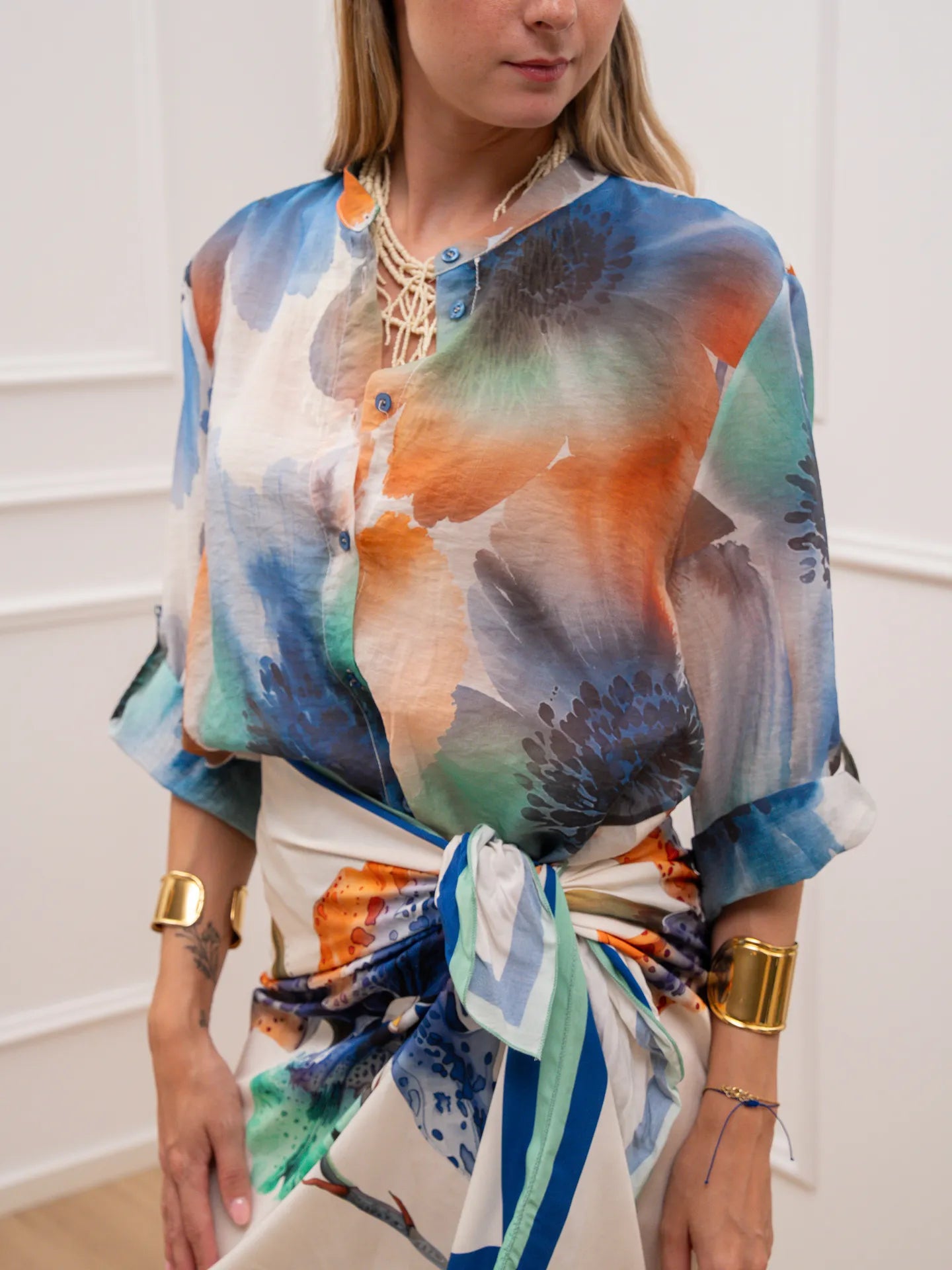 Camicia Orchidea turchese in lyocell - HaveOne