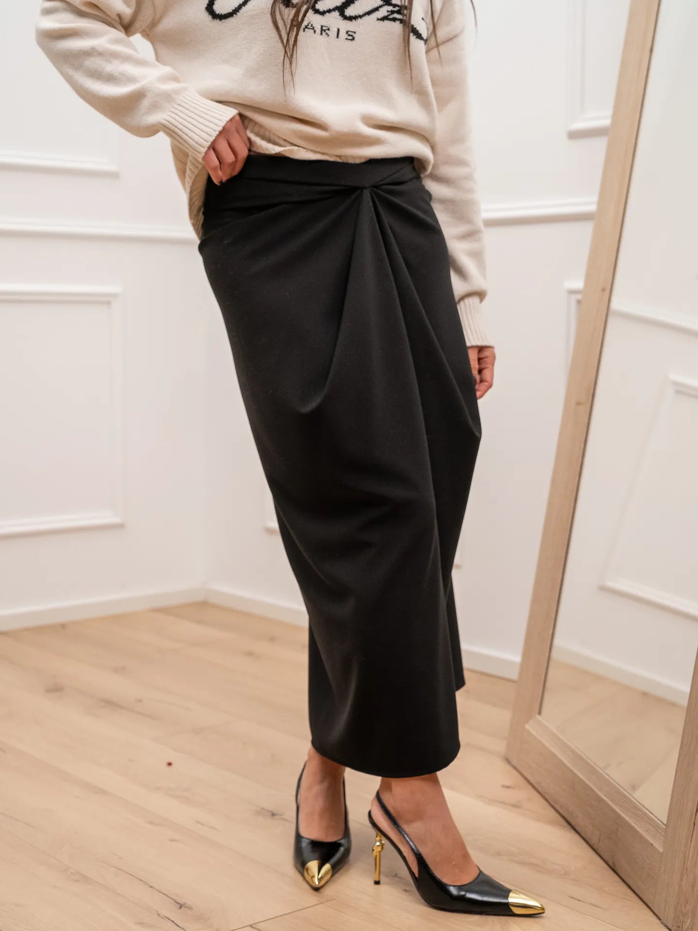 Gonna Priscilla nera con drappeggio - Kontatto