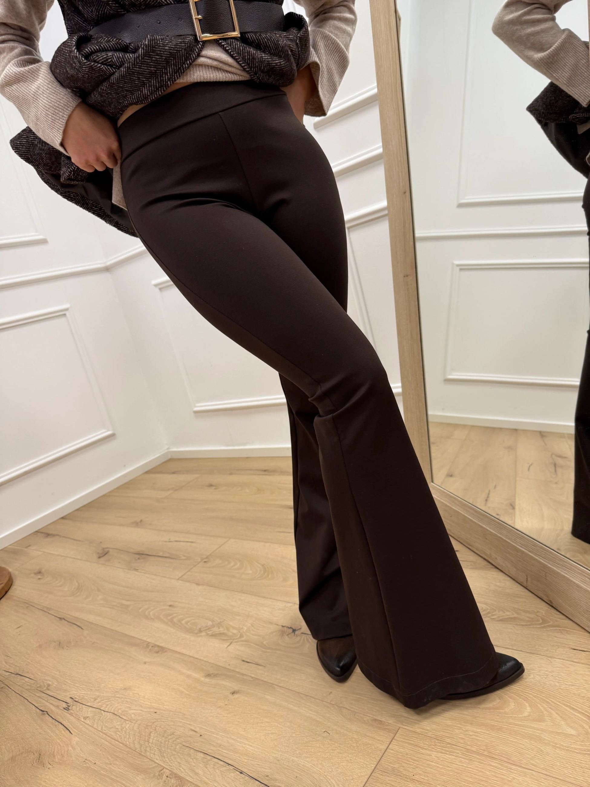 Pantaloni a zampa moro in punto milano - HaveOne