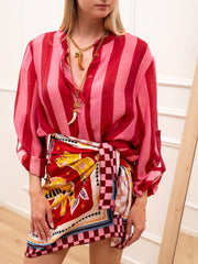 Camicia rigata rosso e fucsia in lyocell - HaveOne
