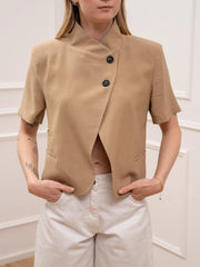 Giacca Iris crop beige con doppio bottone - HaveOne
