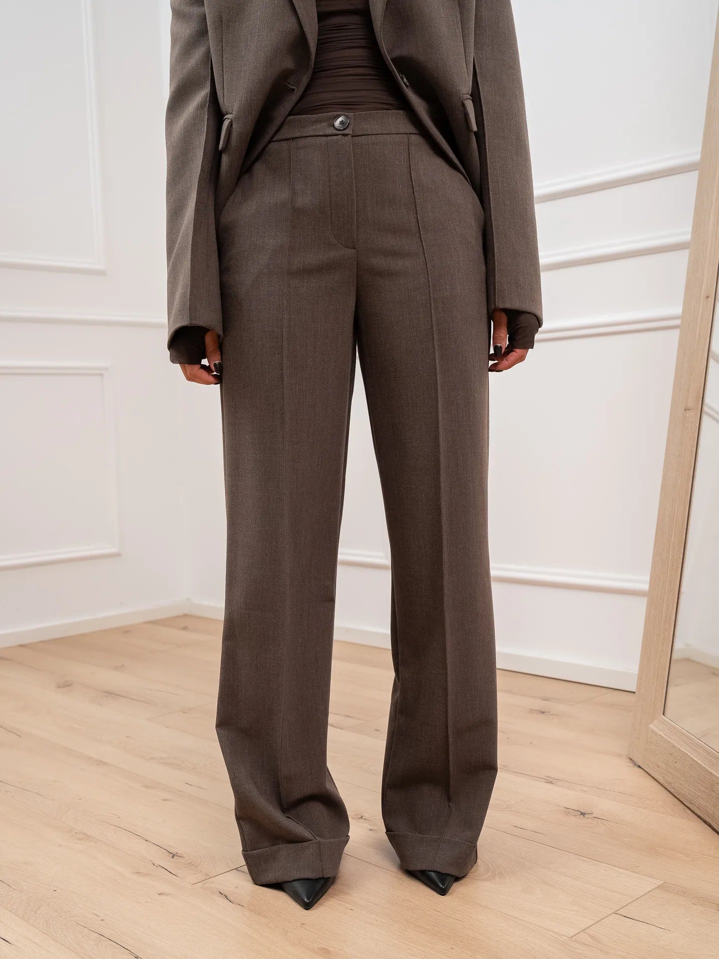 Pantaloni fango mélange con risvolto - Vicolo