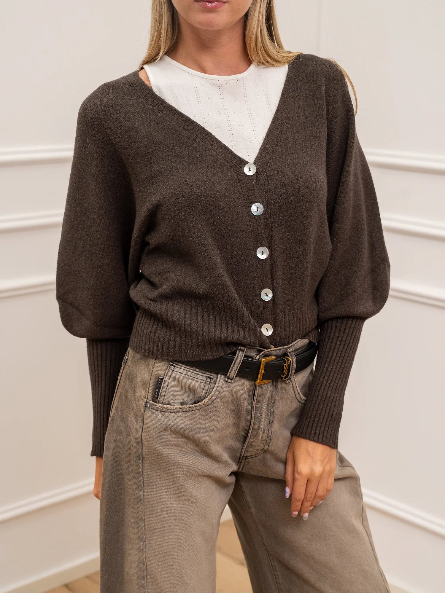 Cardigan Daily manica balloon in viscosa - HaveOne
