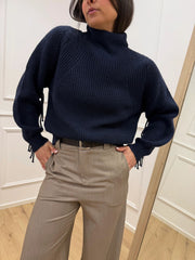 Maglia blu costa inglese con frange - HaveOne