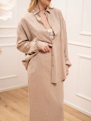 Camicia Glam sabbia gessati con paillettes - Silence Limited