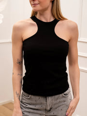 Top a costine nero scollo america - You Decide
