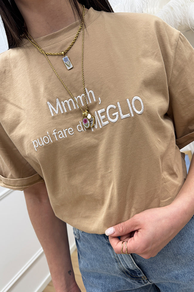 T shirt biscotto ricamo "Puoi fare di meglio" - HaveOne