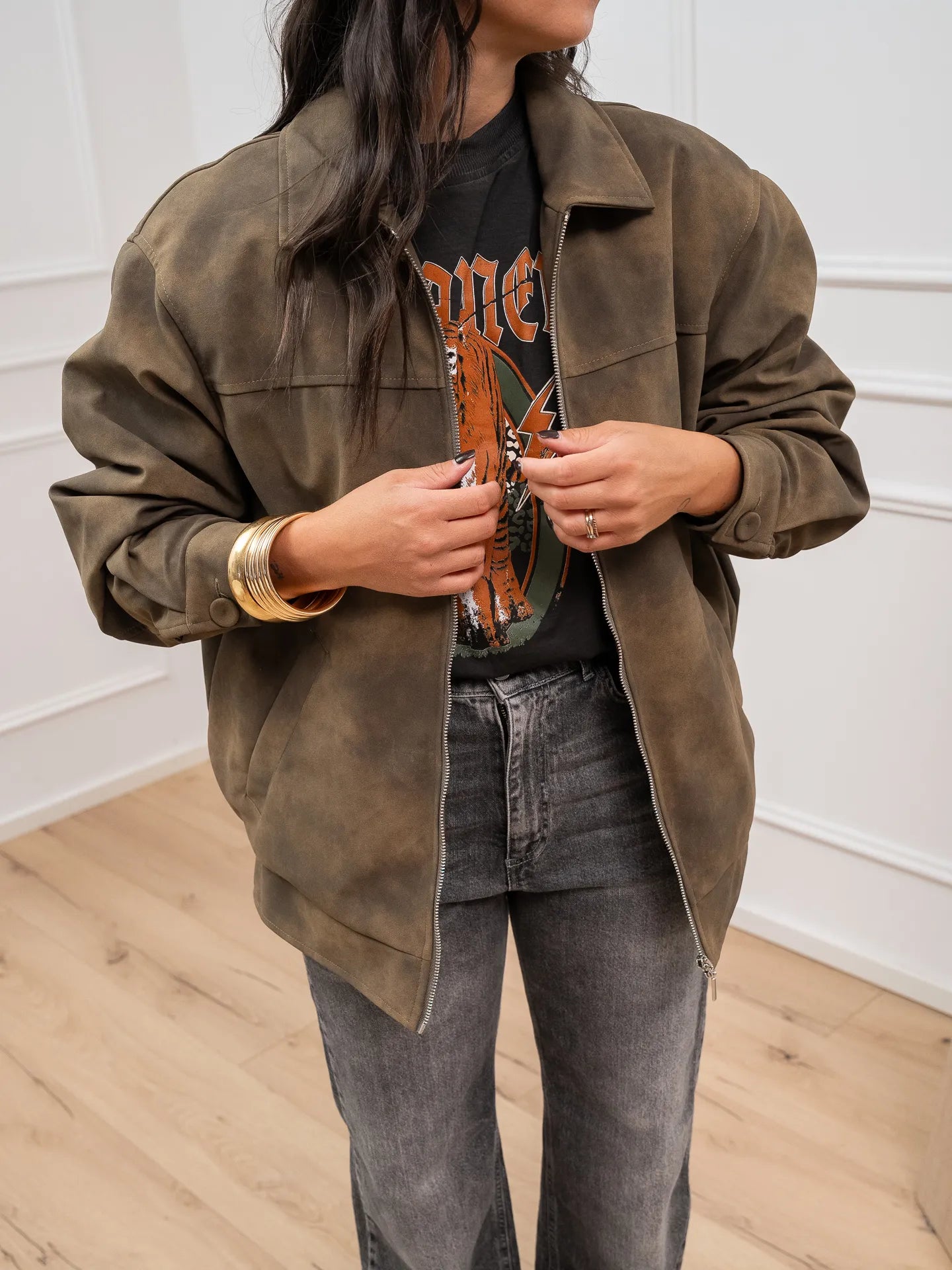 Giacchetto aviatore in suede militare - HaveOne