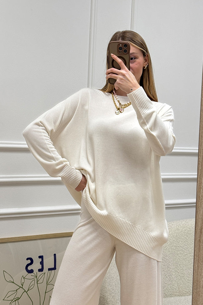 Maglia oversize panna scollo barca - Kontatto
