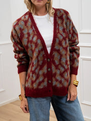 Cardigan jacquard maku vino a quattro bottoni - HaveOne