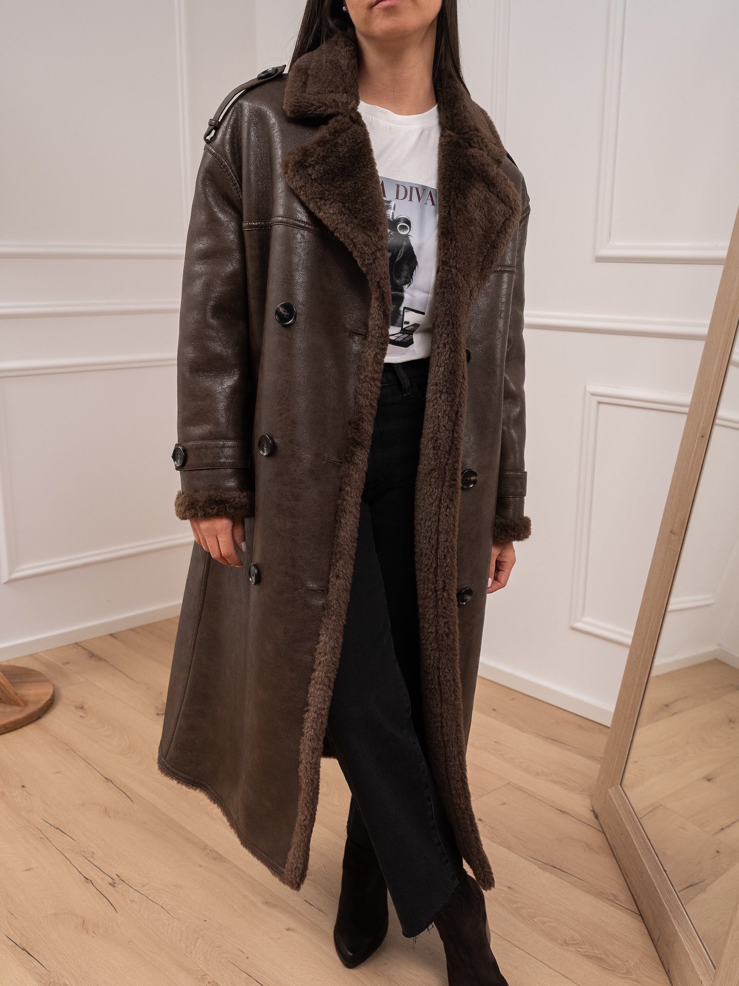Cappotto montone lungo moro - Tensione In