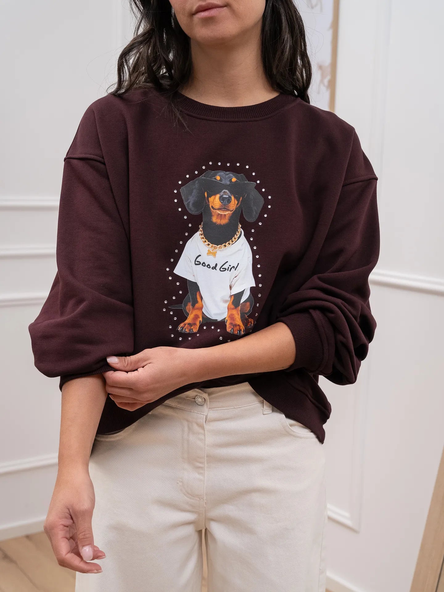 Felpa bordeaux bassotto - Vicolo