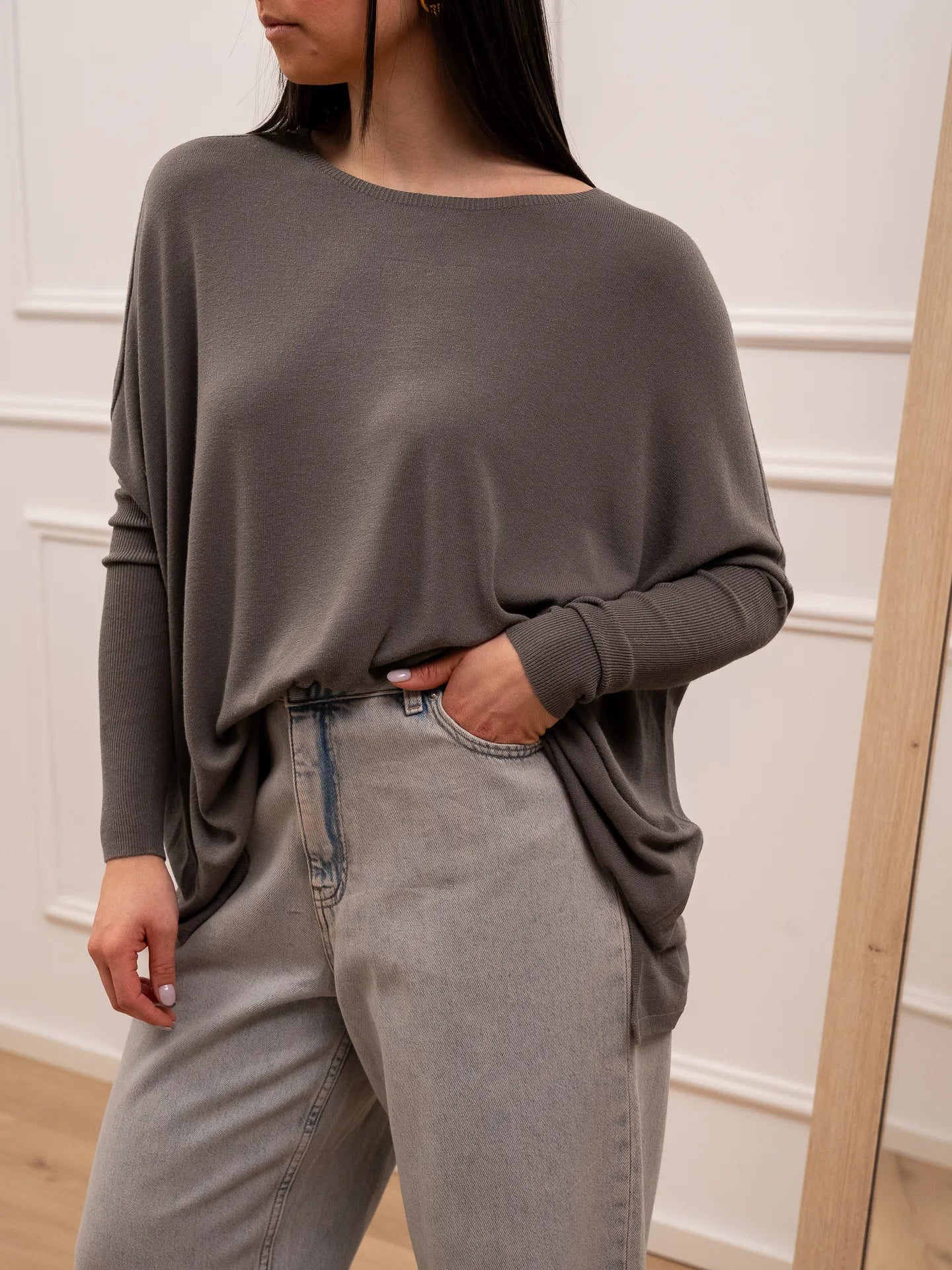 Maglia a scatoletta fumo manica pipistrello - Vicolo