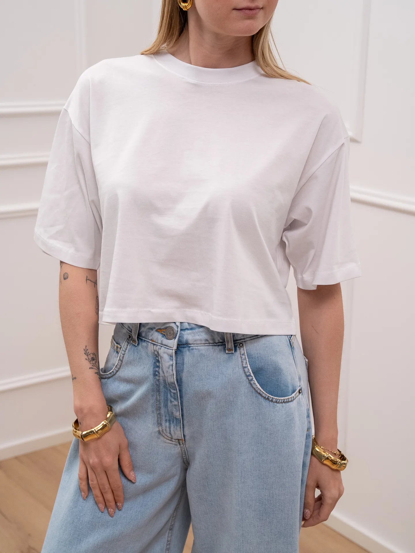 T shirt Andrea crop bianca loose fit - JJXX