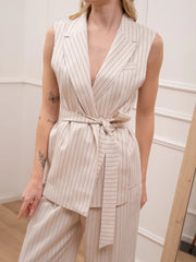 Gilet gessato moro bordo taglio vivo - SoAllure