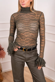 Maglia Beverly in pizzo con polsini rouches - SoAllure