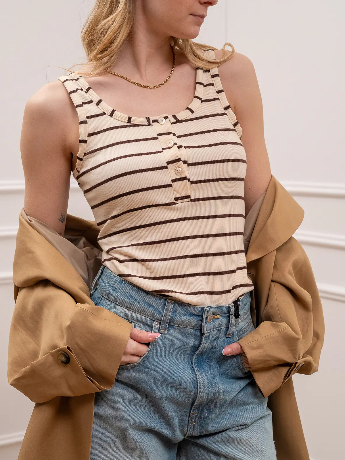 Canotta serafino riga moro etichetta logo sul retro - HaveOne