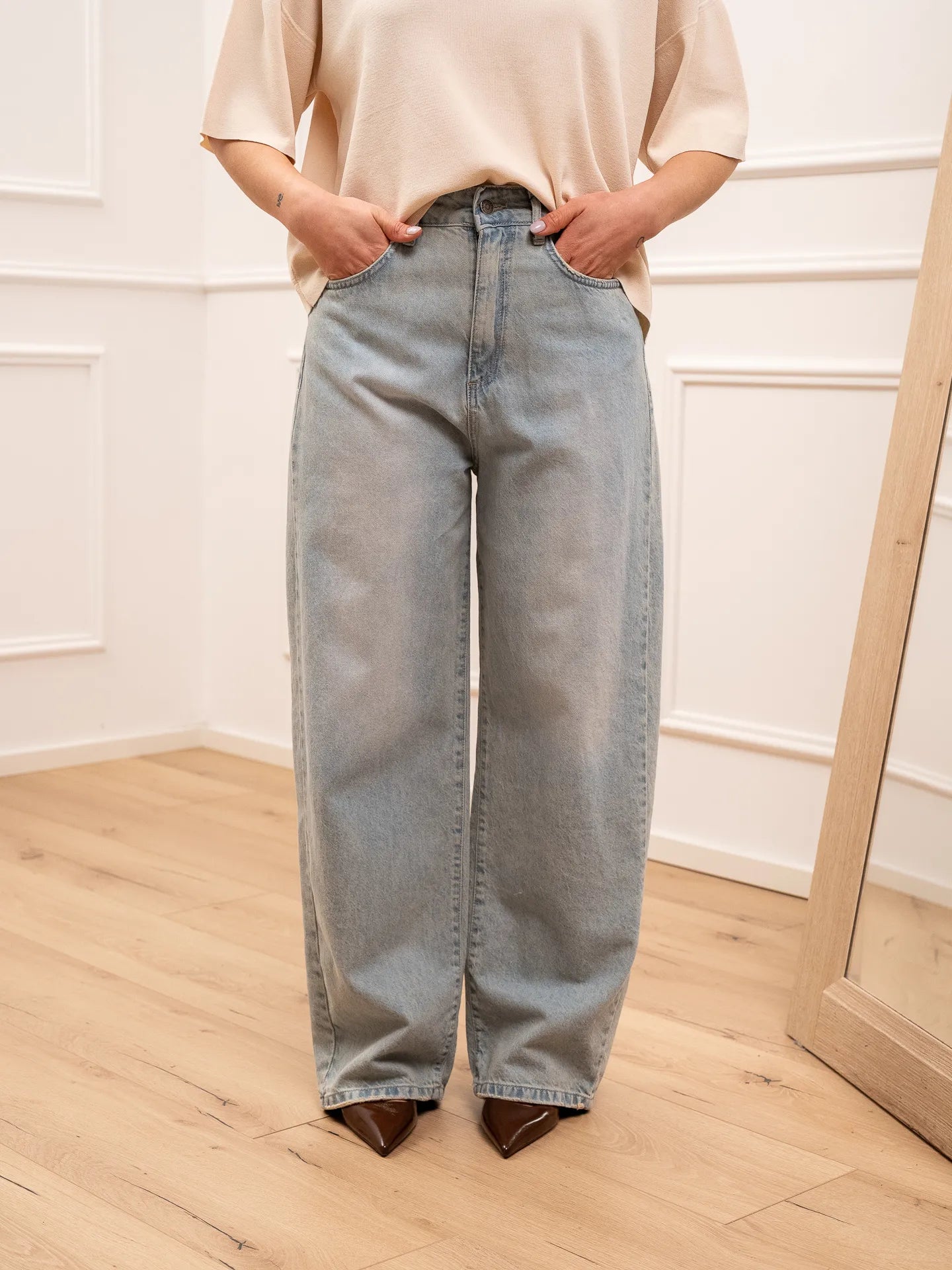 Jeans Kira denim chiaro vintage relaxed fit - Tensione In