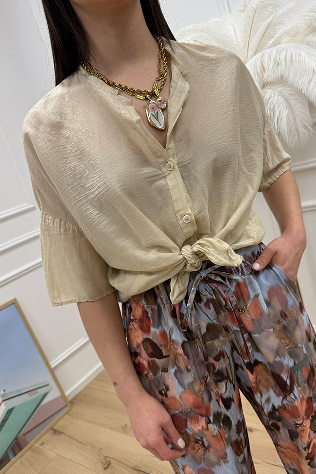 Camicia in mussola sabbia con nodo - Vicolo