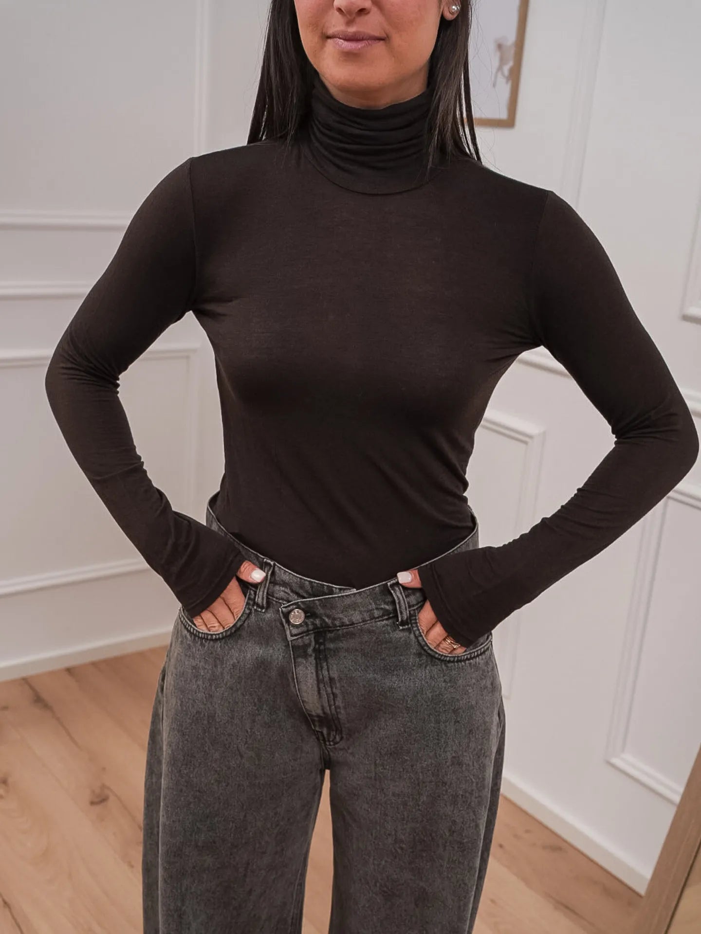 Maglia dolcevita moro misto cashmere - HaveOne