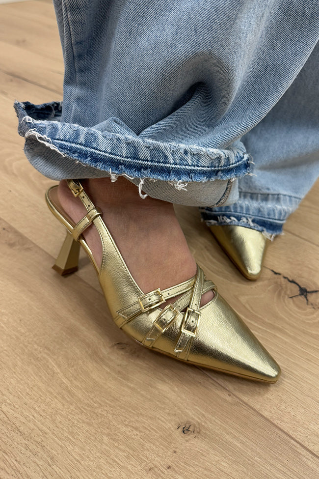 Décolleté slingback platino multi laccetti - Ovyè