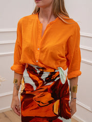 Camicia Daily arancio in mussola di cotone - Tensione In