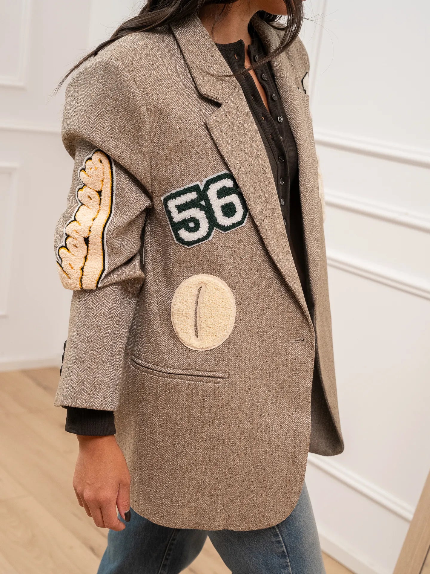 Giacca beige sale e pepe con patch - Vicolo