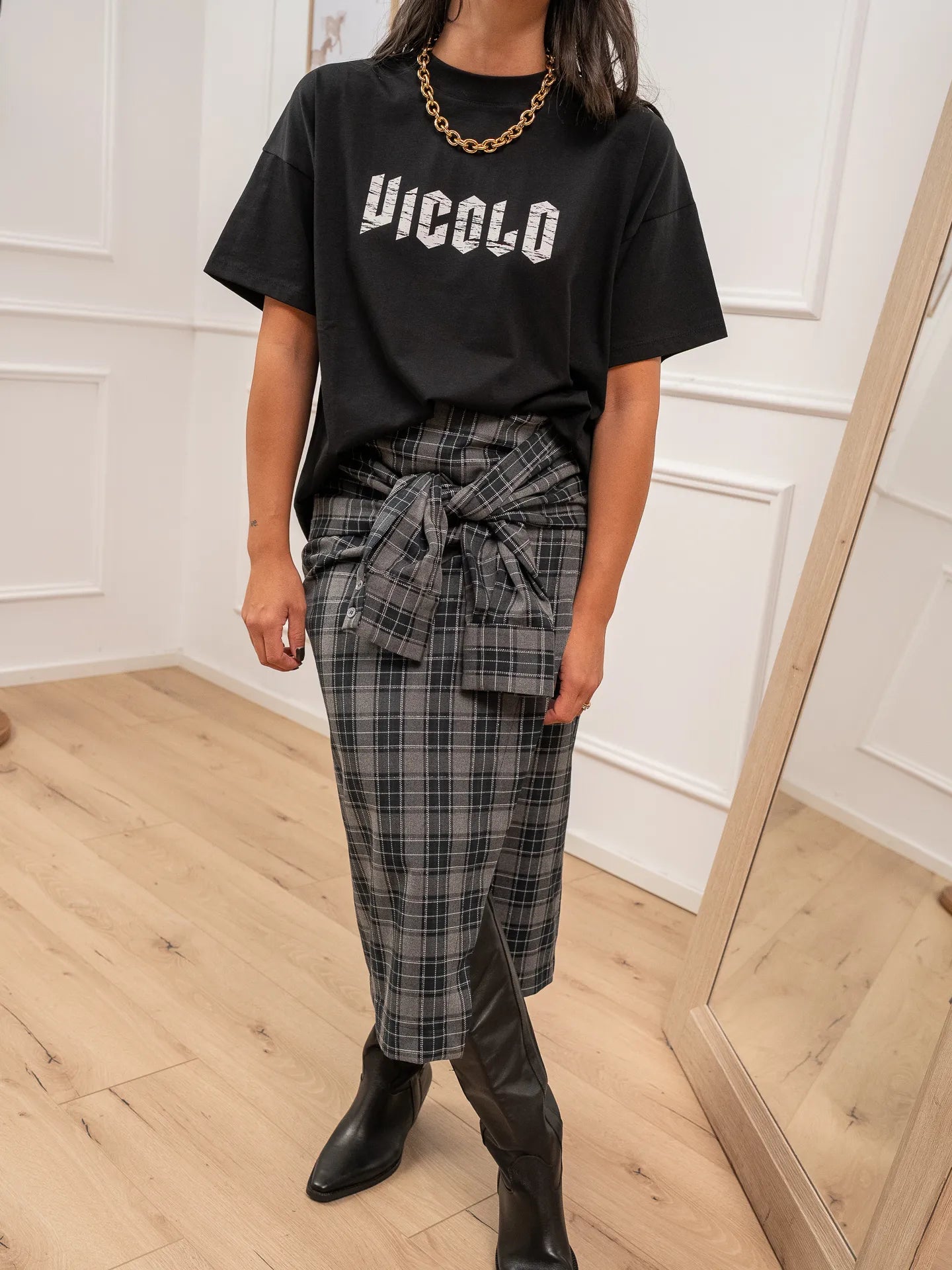 Gonna tartan stile camicia - Vicolo