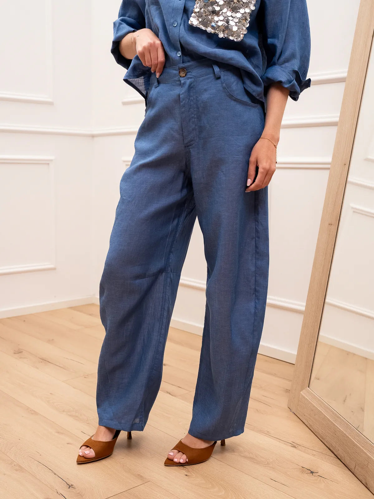Pantaloni Dreamer indaco in lino - Tensione In