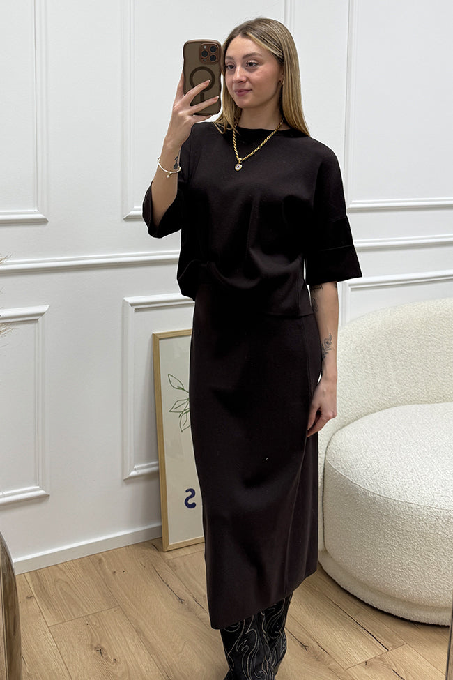 Gonna fondente midi a vita alta - Kontatto