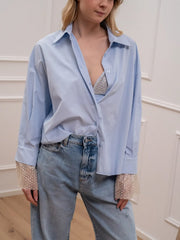 Camicia celeste con bralette e dettagli nude - HaveOne