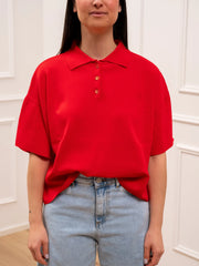 Polo in tricot rossa a scatoletta - Vicolo