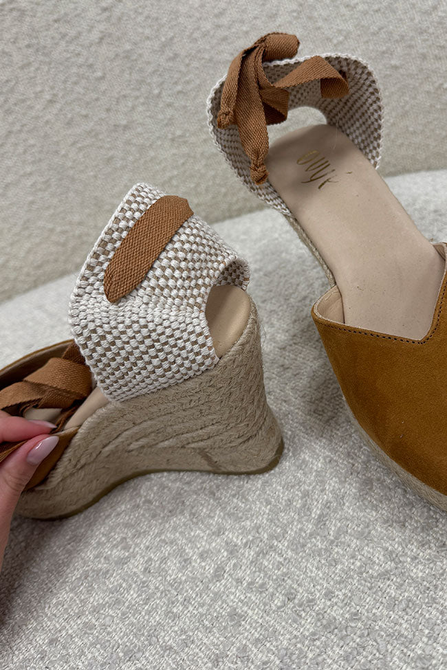 Espadrillas Tara con zeppa scamosciata cuoio - Ovyè