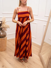 Vestito maxi riga arancio e india - Tensione In