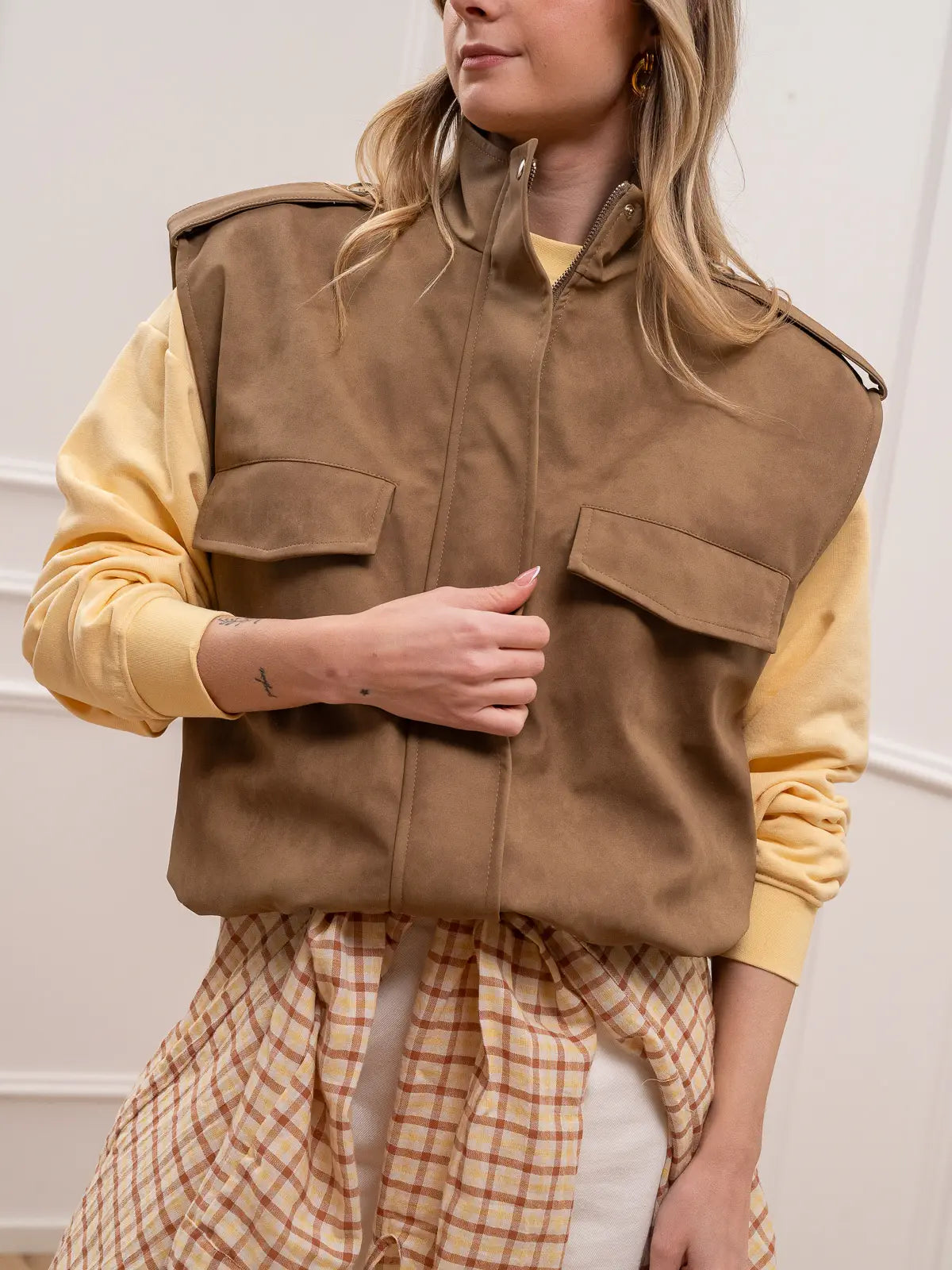 Gilet in dianetto cerato beige - HaveOne