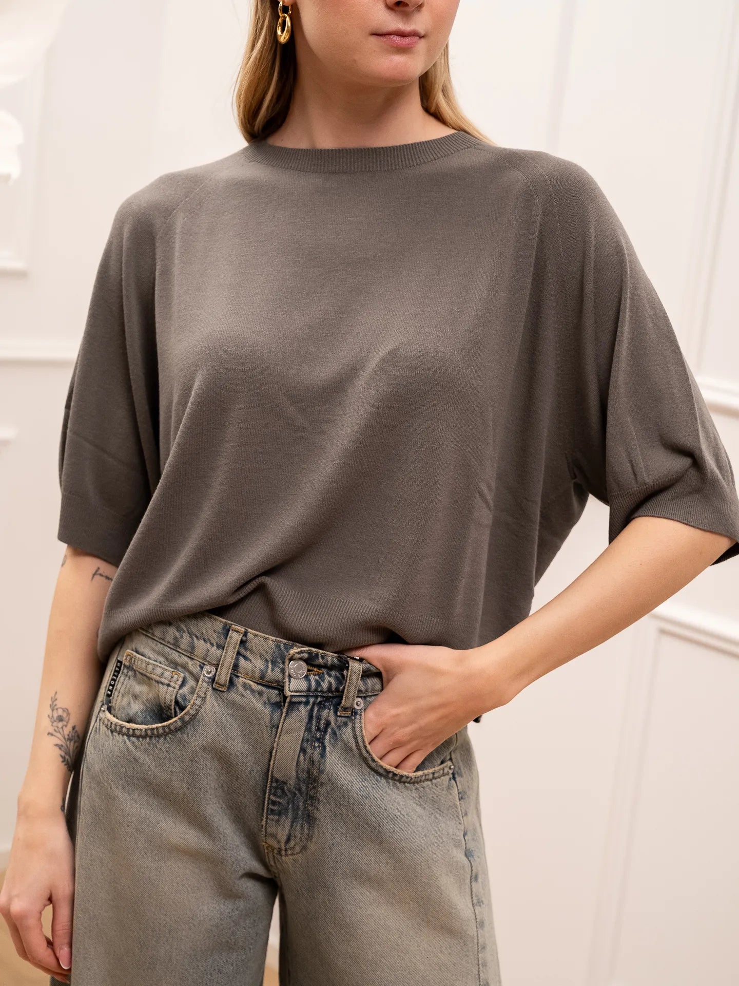 Maglia a scatoletta fumo mezza manica - Vicolo