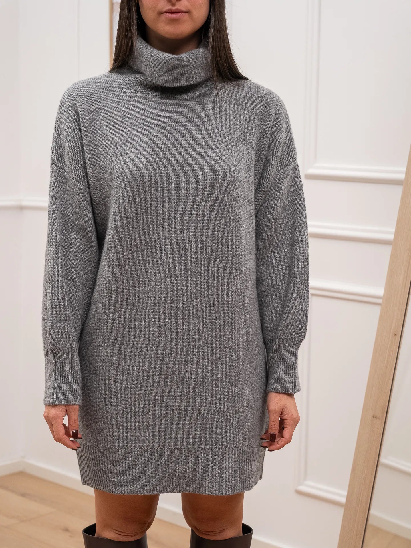 Vestito mini dolcevita grigio - Vicolo